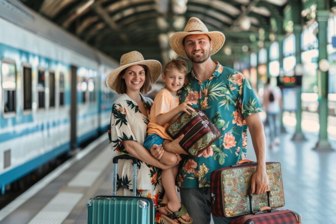 Image d'illustration. Une famille profite de ses Cheques vacances et attend sur le quai d'une gare