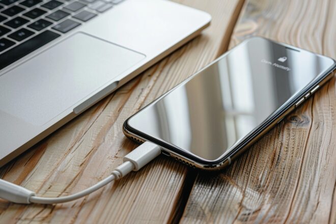 Image d'illustration. Recharge téléphone smartphone