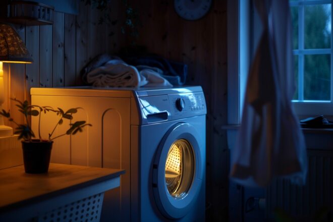 Image d'illustration. Machine à laver nuit