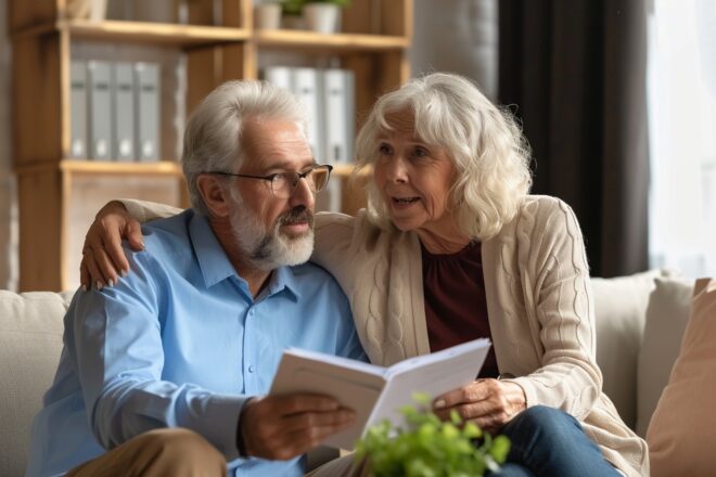 Image d'illustration. des séniors discutant des frais de succession