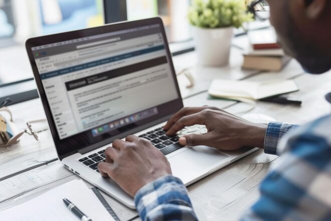 Image d'illustration. Demande d'aide en ligne travail.