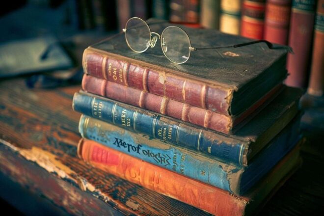 Image d'illustration. Pile de livres vintage Harry Potter.