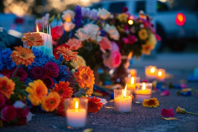 Image d'illustration. Recueillement fleurs veillee