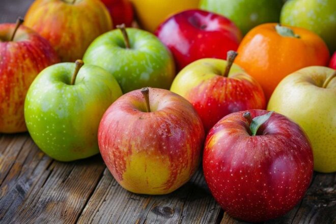 Image d'illustration. Assortiment coloré de pommes