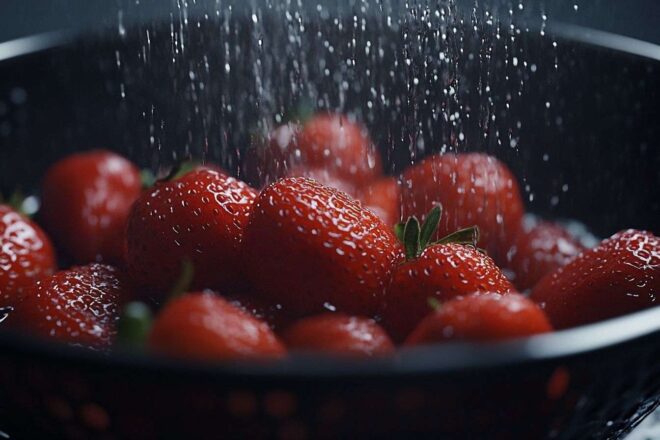 Image d'illustration. Des fraises bien rincées.