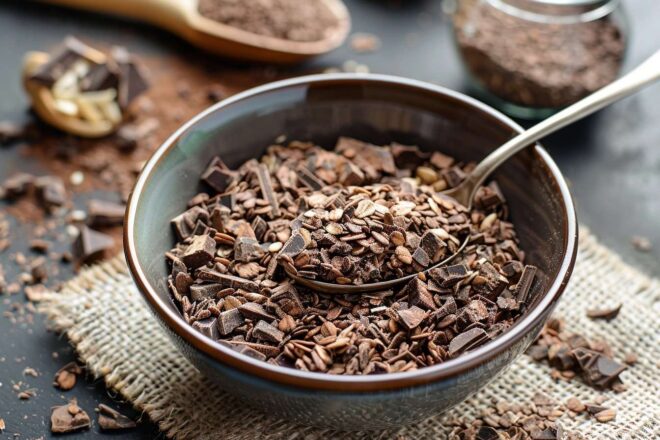 Image d'illustration. Céréales et chocolat noir.