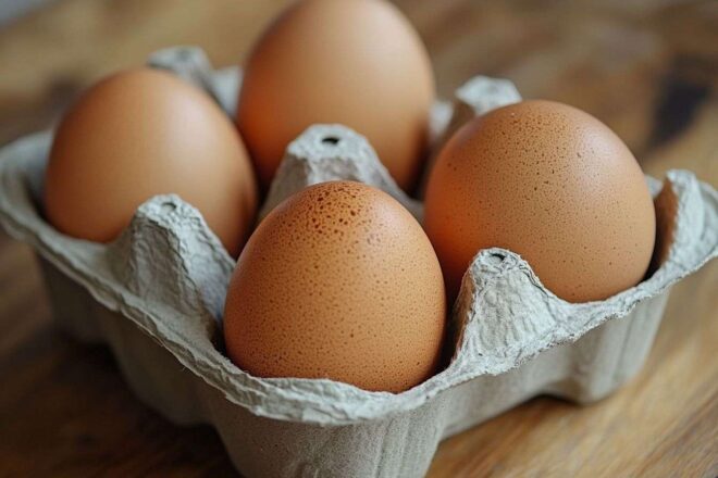 Gros plan d une boîte contenant six œufs parfaitement disposés