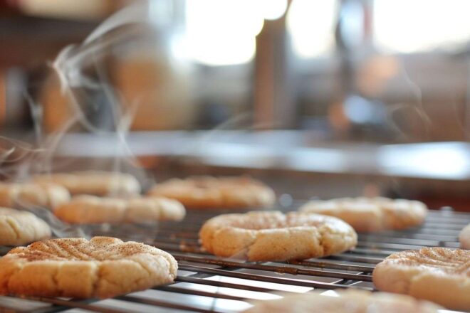 Biscuits à la cannelle sur grille de refroidissement