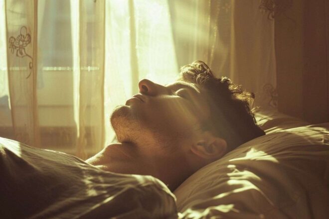 Homme reposant sur un coussin doux