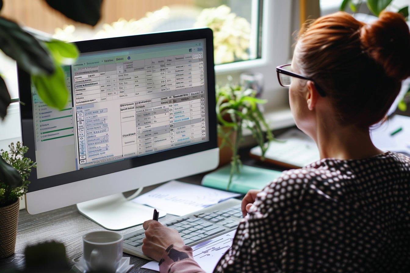 Image d'illustration. Une femme fait sa déclaration automatique d'impôt sur un tableau Excel