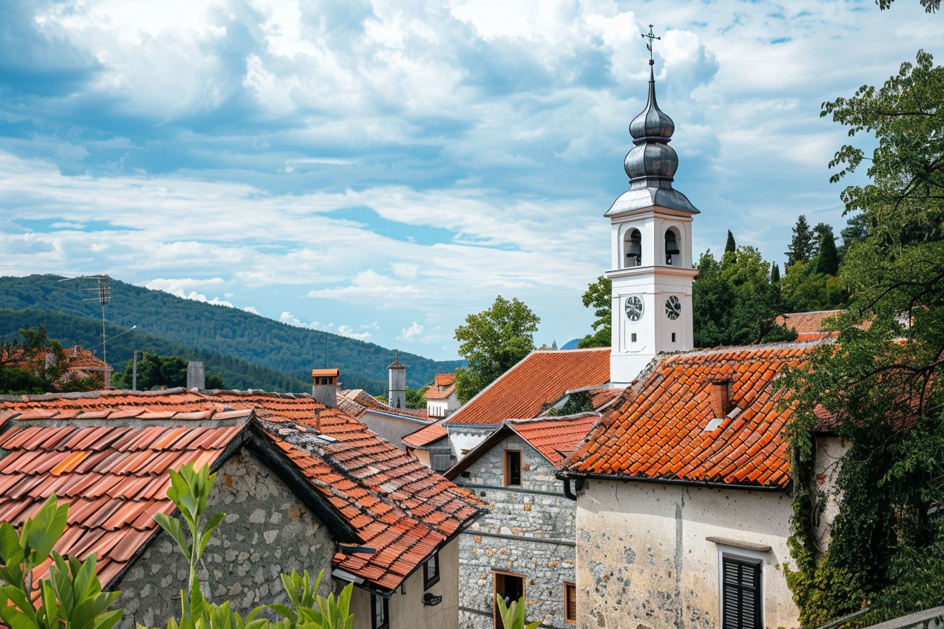 Image d'illustration. Vue d'un village avec un beau paysage au loin