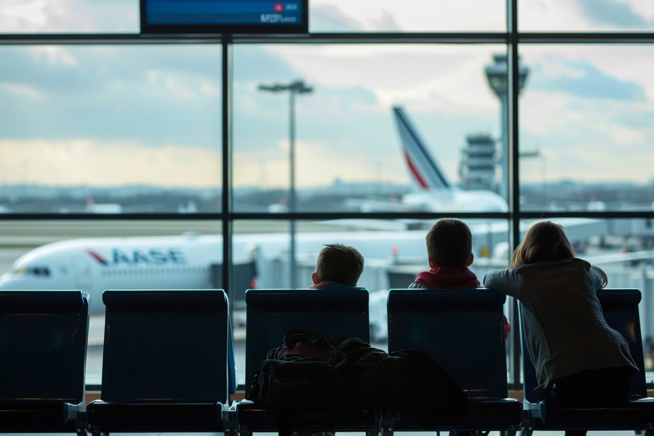 Image d'illustration. Famille en attente à l'Aéroport