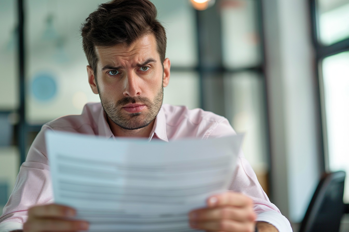 Image d'illustration. Un homme examine une facture