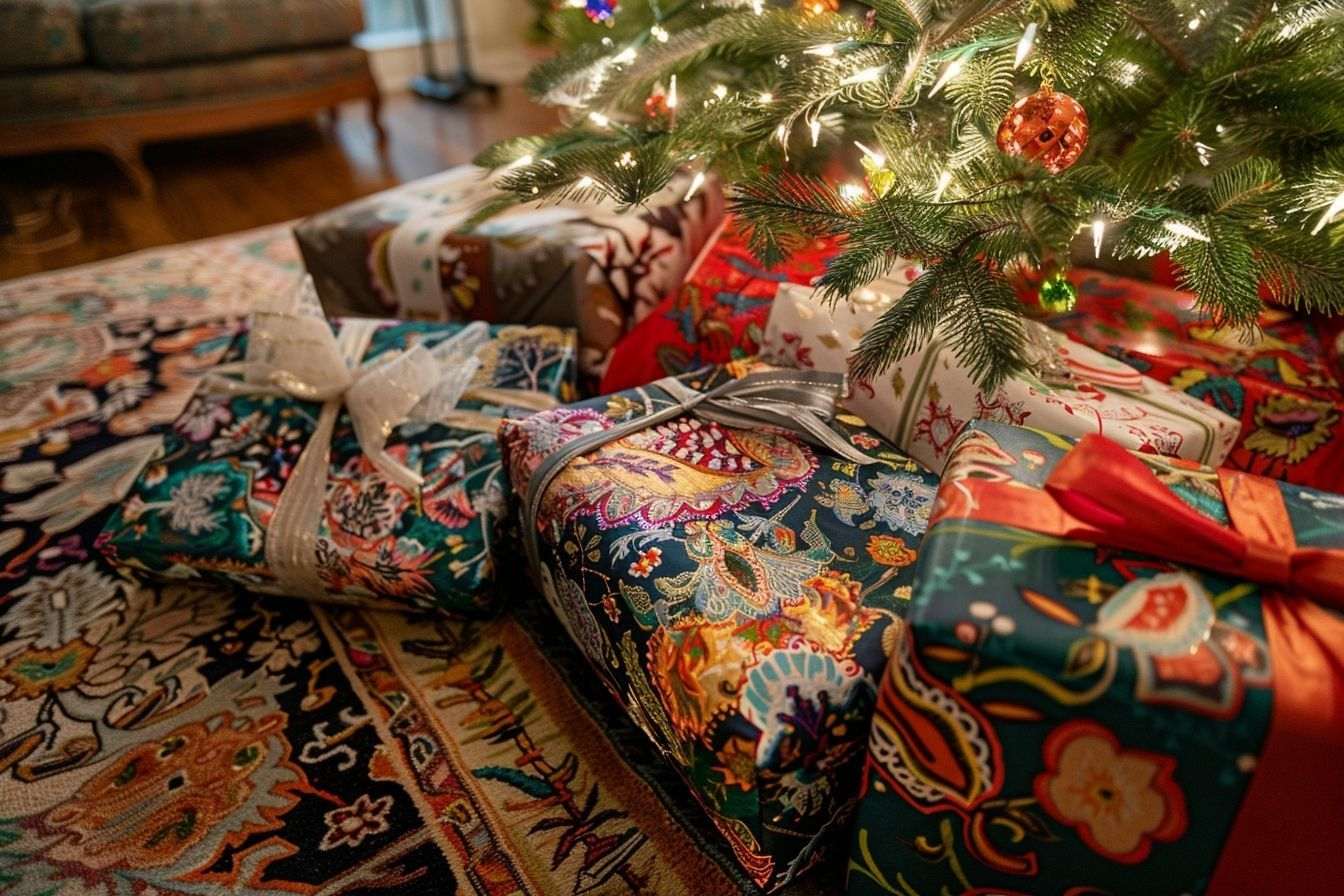 Cadeaux colorés sous le sapin de noël