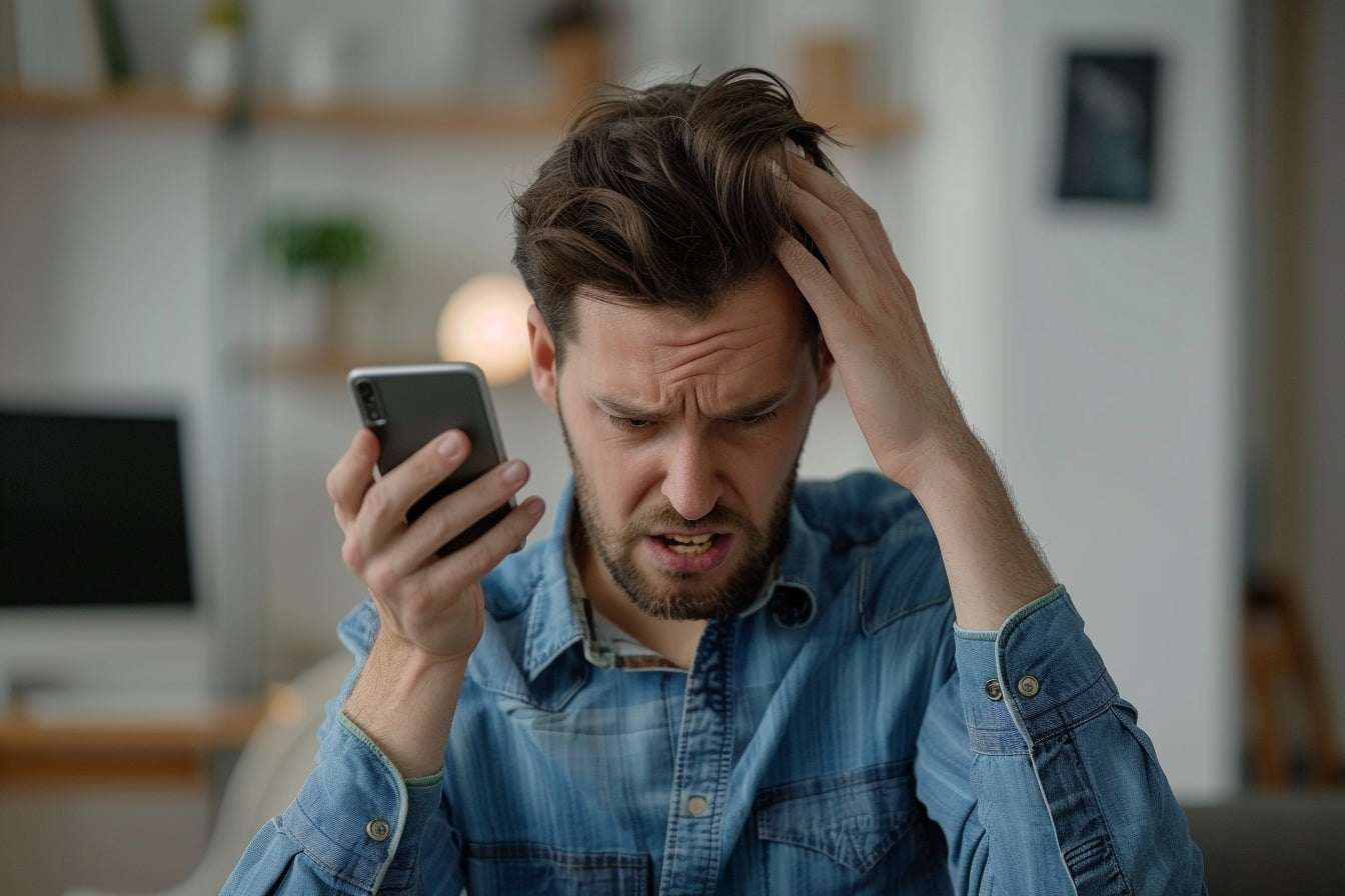 Homme téléphone énervé