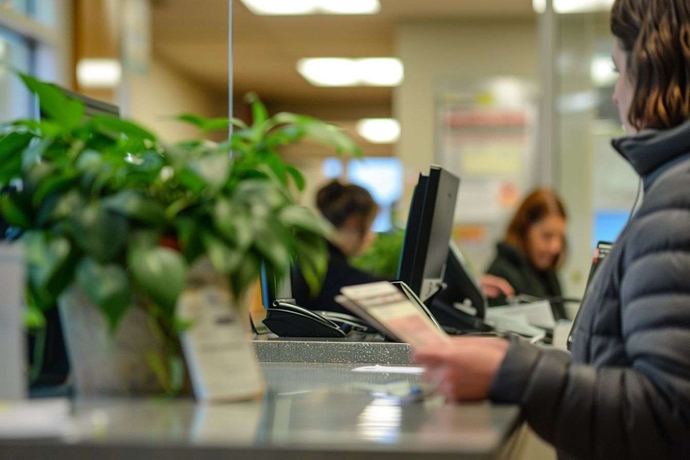 Comptoir de banque avec options d épargne