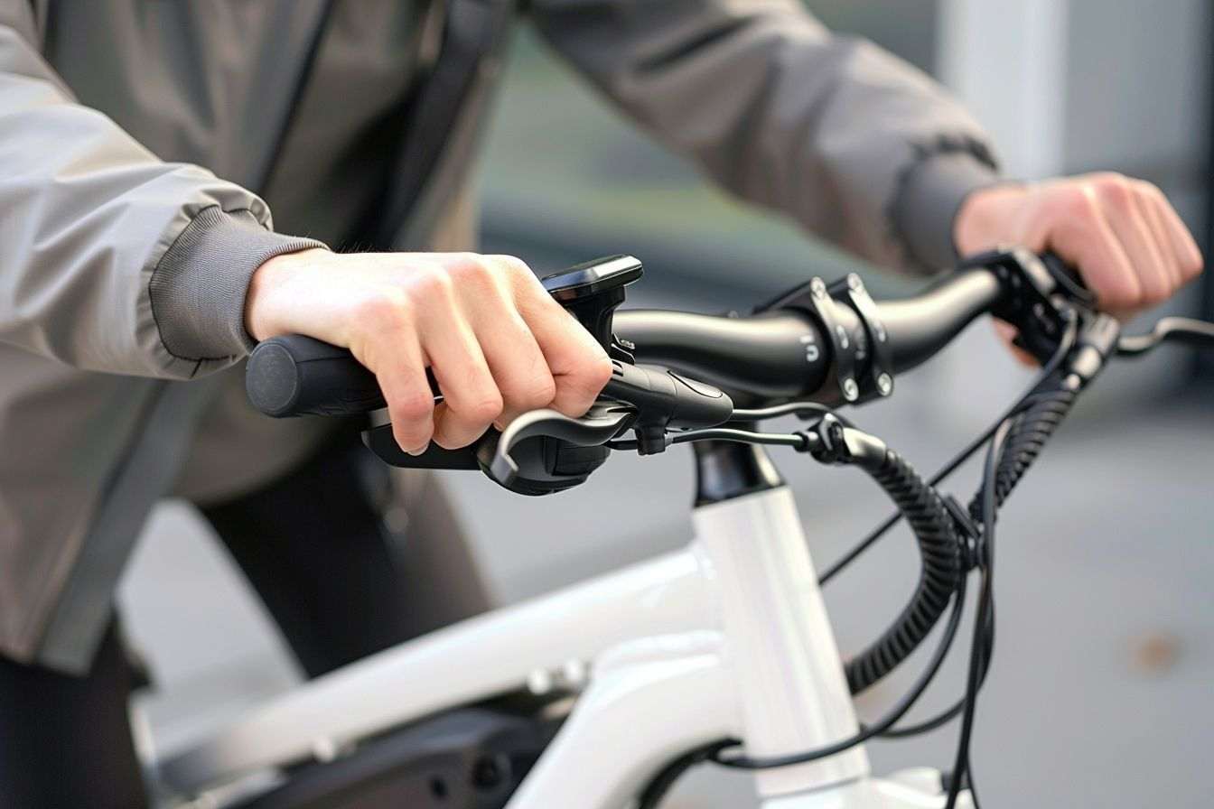 Image d'illustration. Prise en main guidon vélo électrique