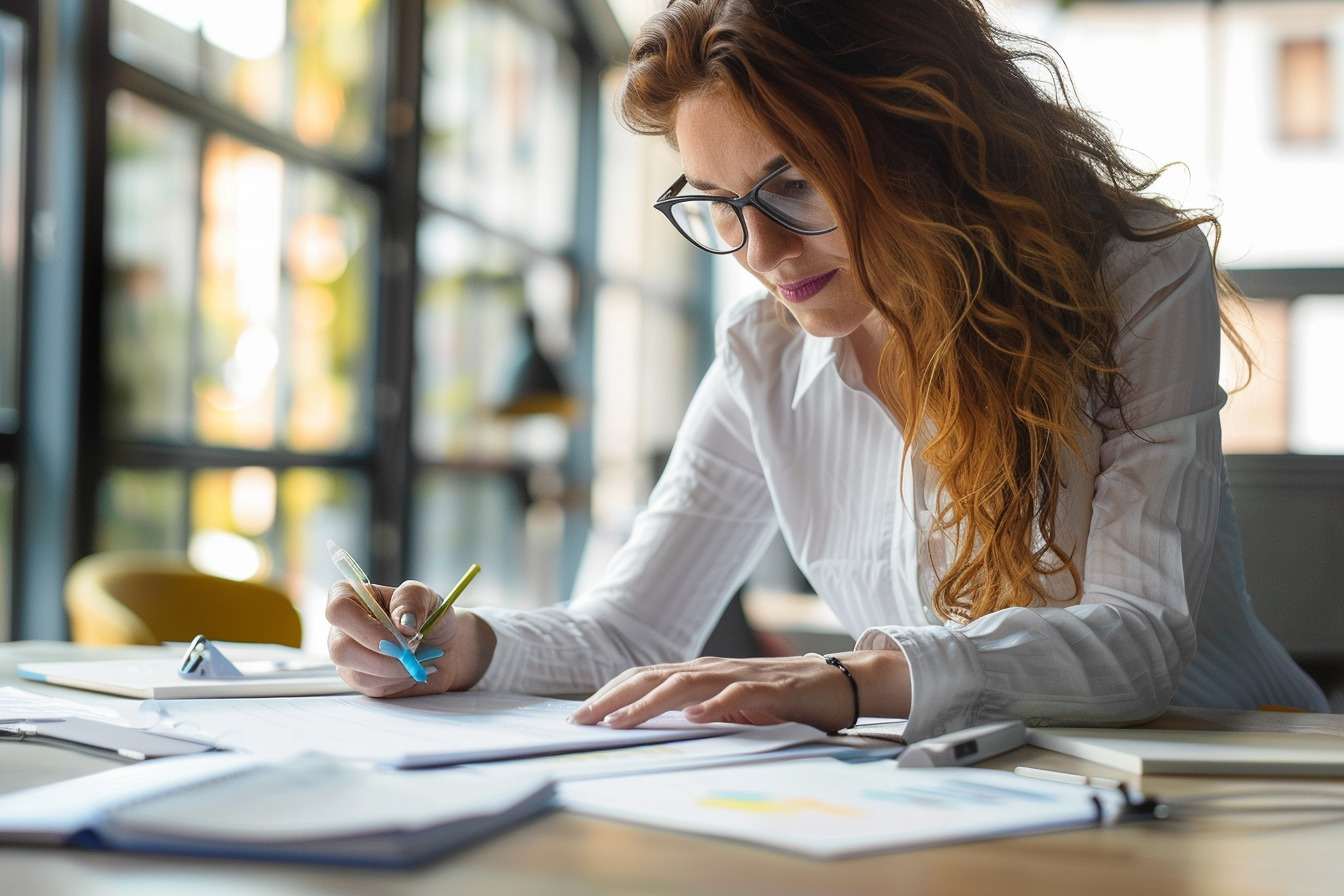 Image d'illustration. Une femme travaille sur des papiers
