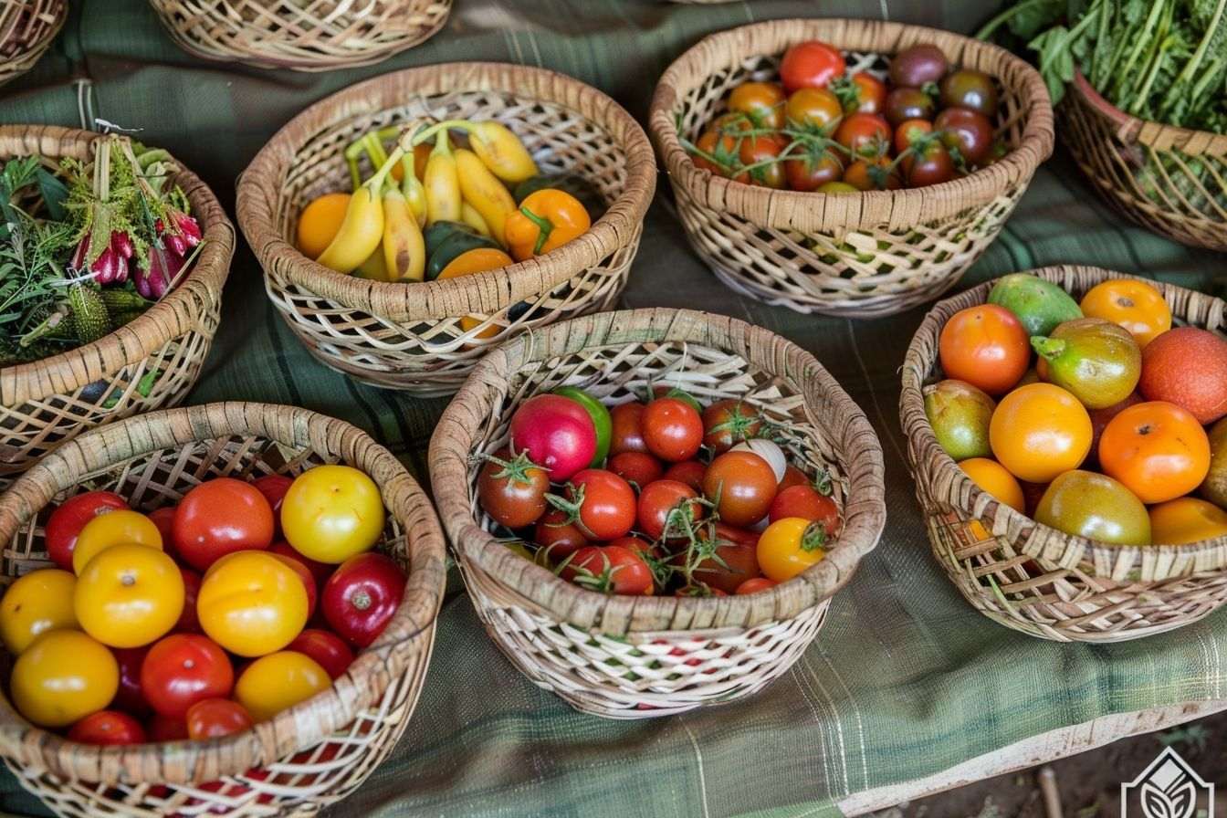 Image d'illustration. Panier de fruits et légumes colorés