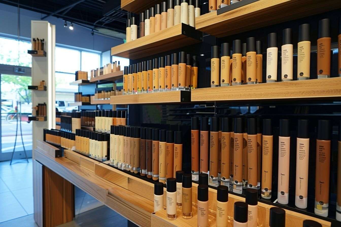 Image d'illustration. Tubes de fond de teint en magasin de beauté