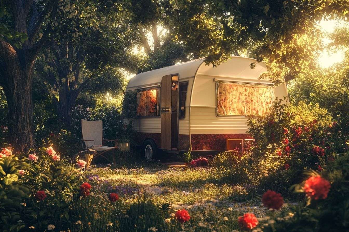 Image d'illustration. Caravane logement jardin bucolique paradis