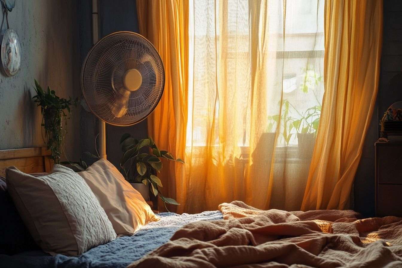 Image d'illustration. Chambre confortable avec ventilateur