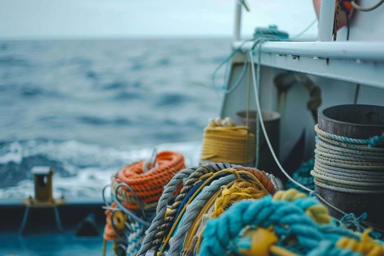 Équipement de pêche sur le pont
