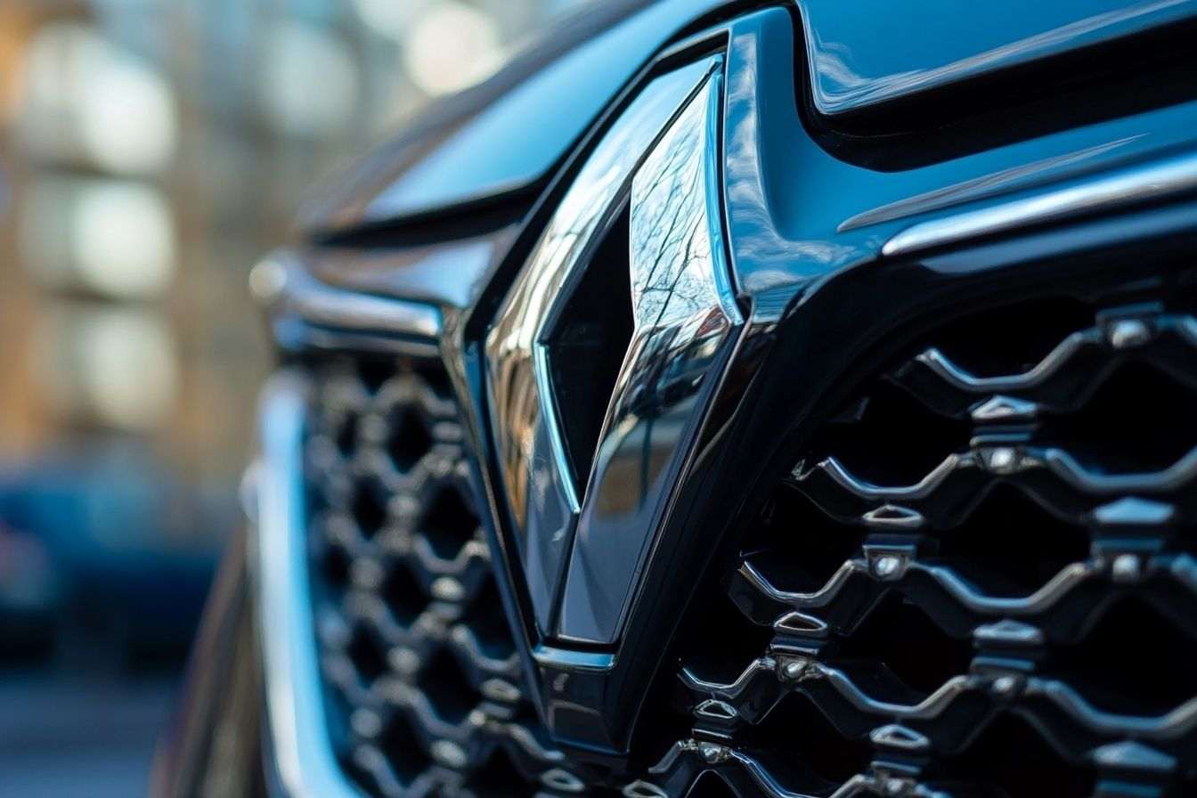 Gros plan sur le logo emblématique de renault