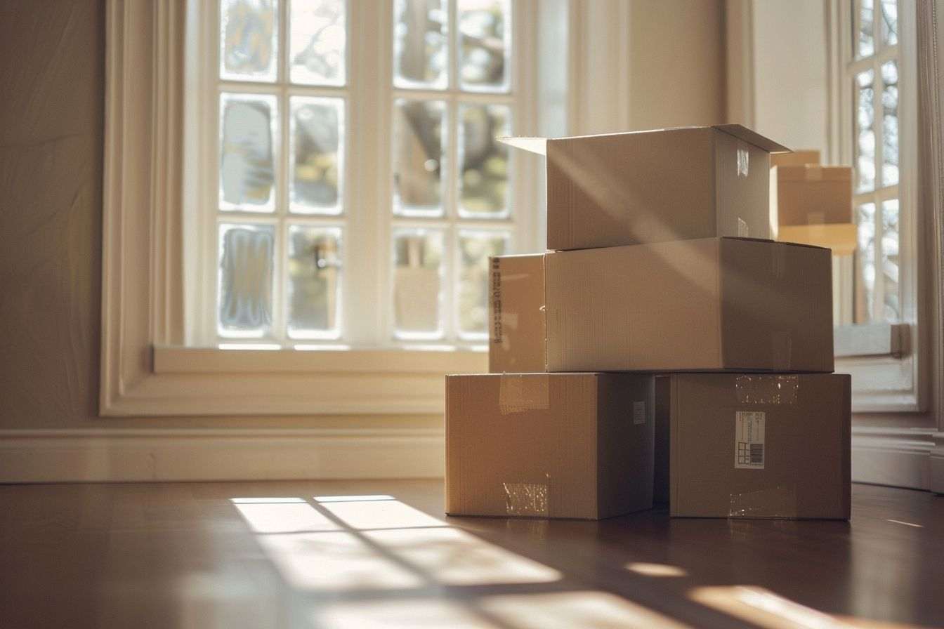 Image d'illustration. Piles de cartons de déménagement