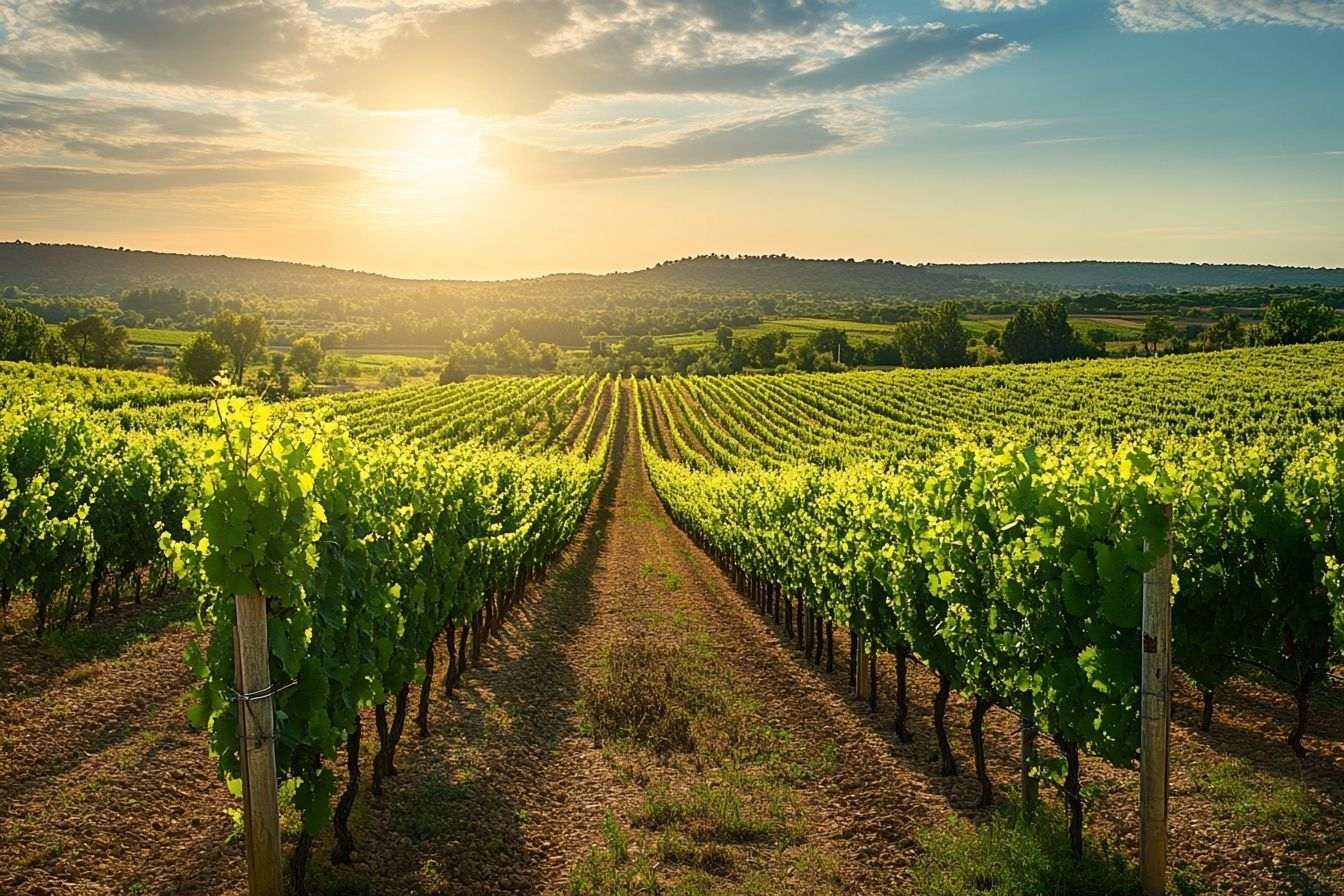 Image d'illustration. Prise de vue panoramique de vignoble ensoleillé en provence