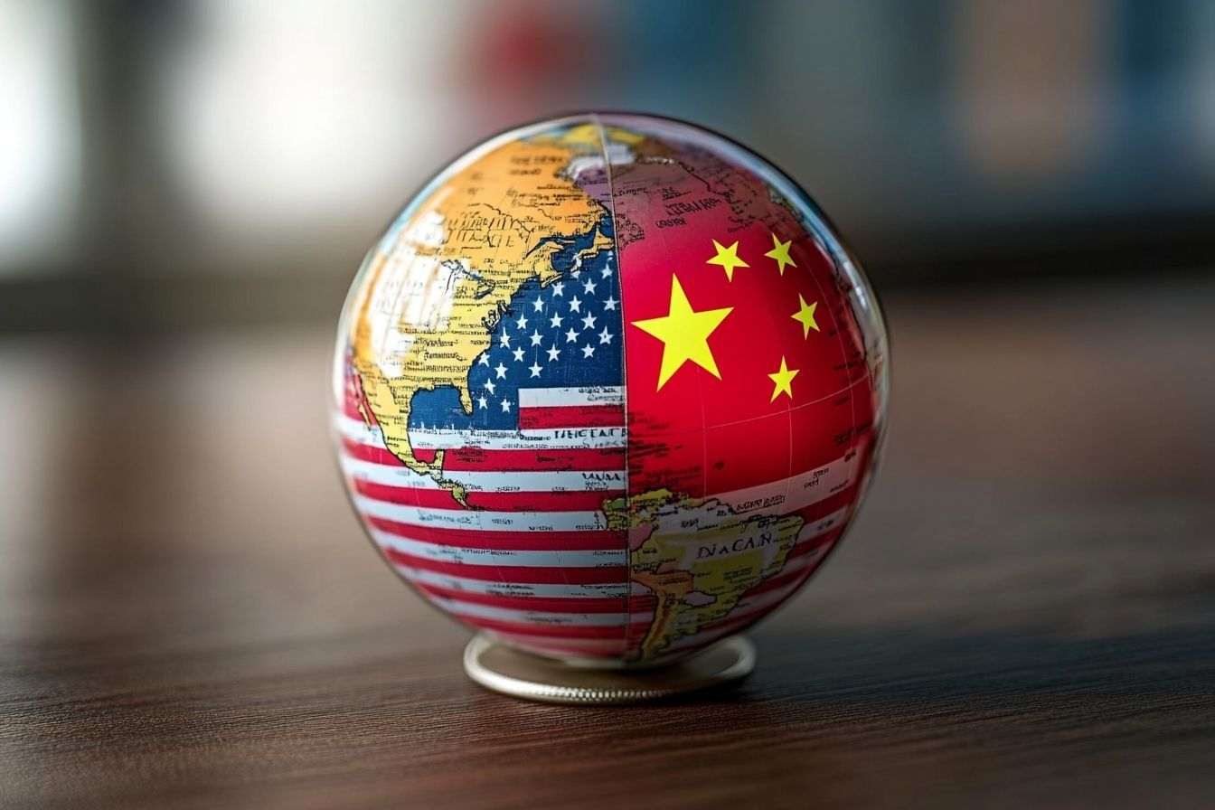 Globe avec États unis et chine en surbrillance