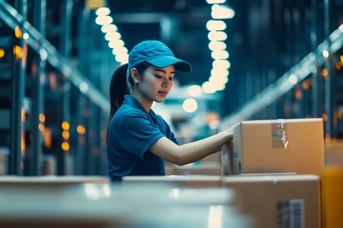 Employés en plein travail dans un centre logistique moderne