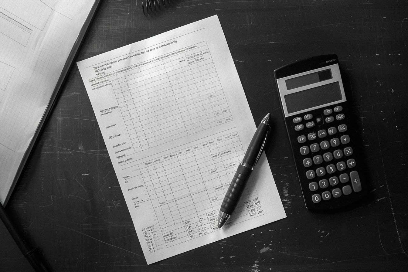 Fiche de paie soigneusement organisée sur un bureau